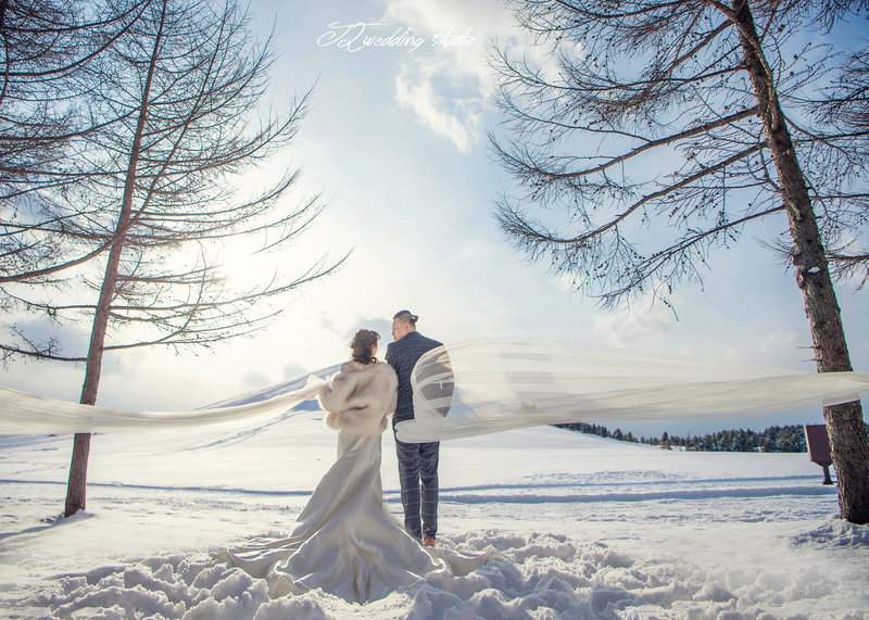 婚紗道具.冬季婚紗,雪景婚紗,冬季新娘
